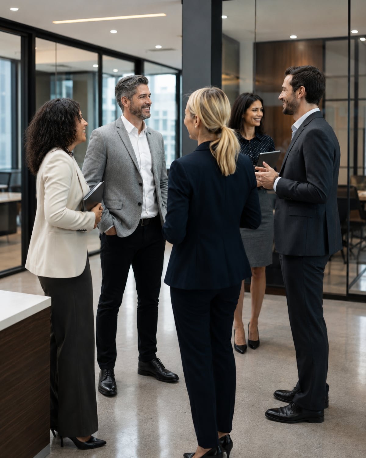Department manager in a conversation with a team members